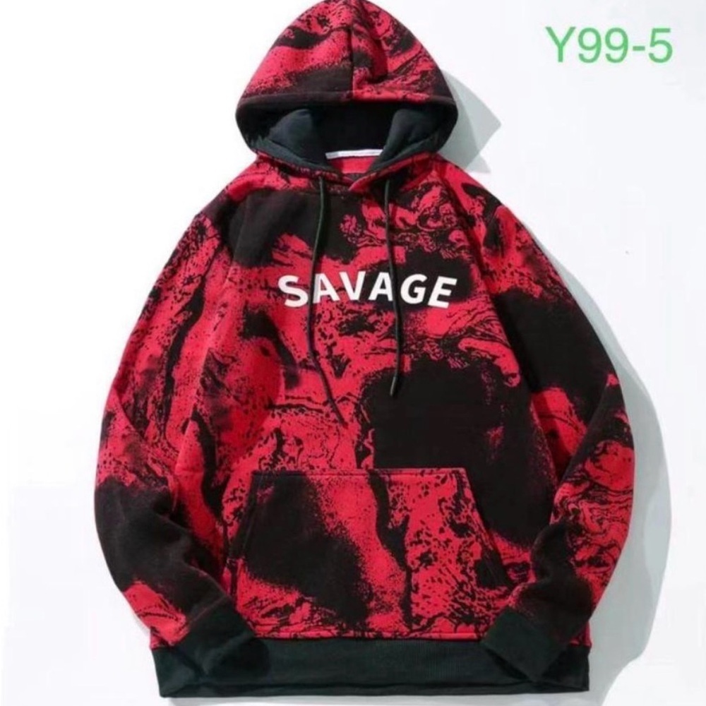Seven Souls SAVAGE Hoodie Streetwear Pullover Sweatshirt Large Fleece Unisex
